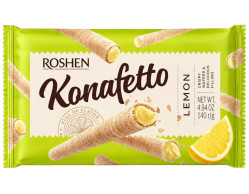Oplatkové trubičky plněne náplní s citronovou příchutí 140g Konaffeto