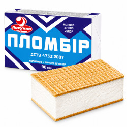 Zmrzlina plombir v oplatkovem listu 90g Lasunka