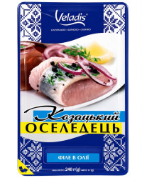Kozácký sleď filet bez kůže v oleji 240g Veladis