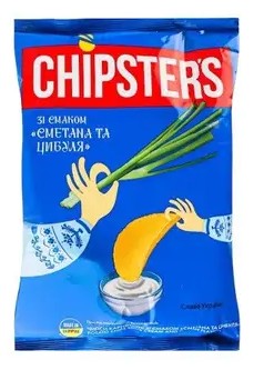 detail Chipsy se smetanovou a cibulovou příchutí 120g Chipsters