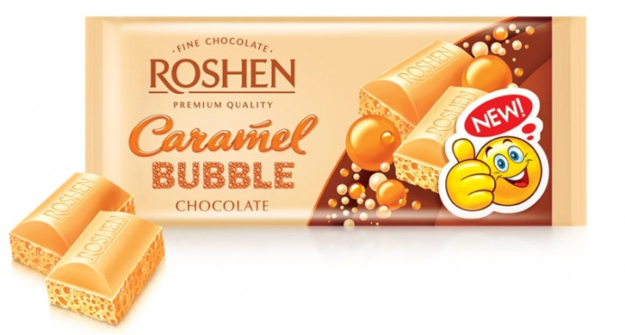 detail Bublinkova karamelová čokoláda Roshen 80g