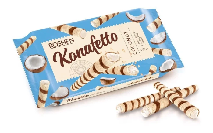 detail Oplatkové trubíčy s kokosem Konafetto 140g Roshen