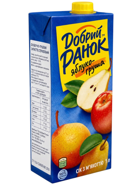 detail Jablečno-hrušková šťáva s dužinou 1L Dobré ráno