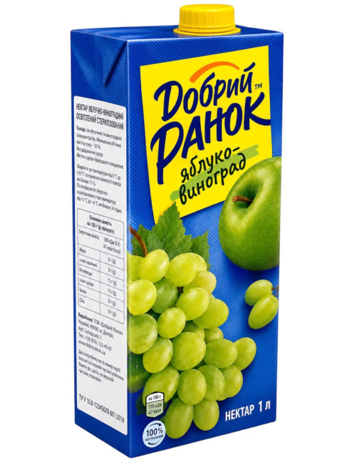 detail Jablečno-hroznový nektar s dužinou 1L Dobré ráno