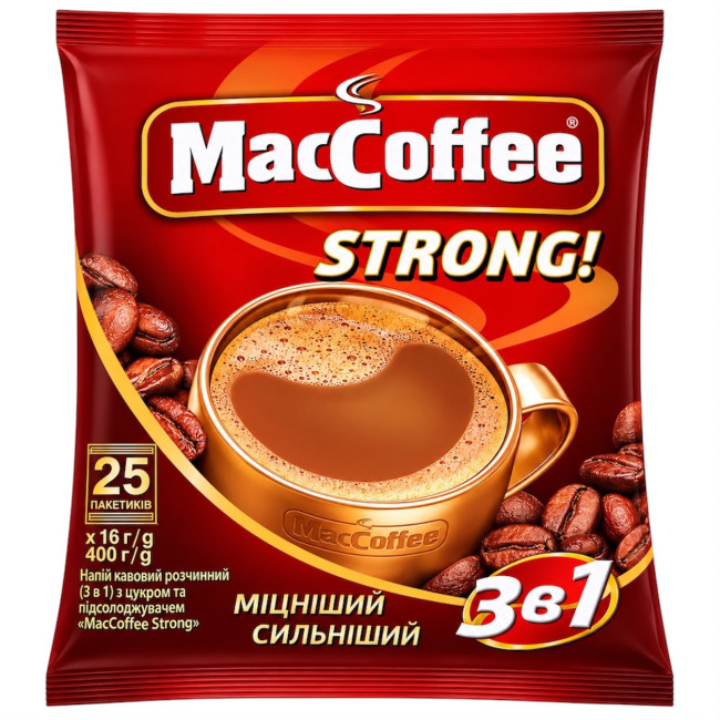 detail Instantní kávový nápoj 3v1 Strong 400g (25 sáčků po 16g) MacCoffee