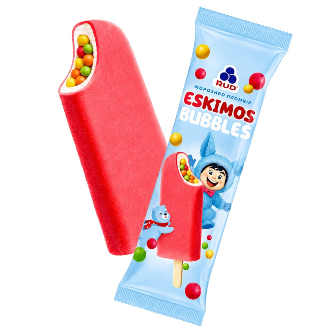 detail Zmrzlina BUBBLES Eskimos 70g Rud