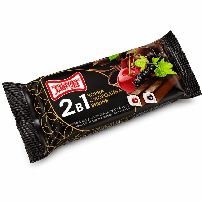 detail Tvarohové tyčinky 2v1 s náplní černý rybíz a višeň 60g Zlagoda