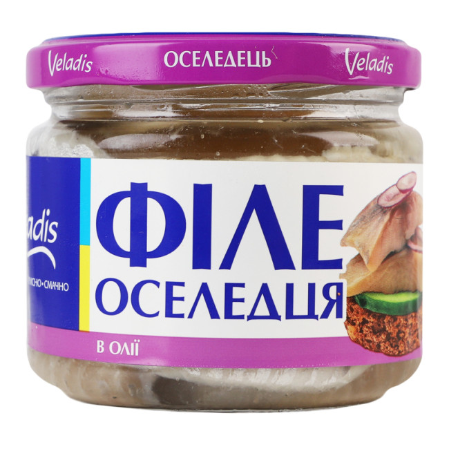 detail Filety ze sledě bez kuže v oleji 250g Veladis (Lat. Clupea harengus)