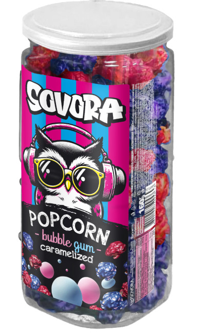 detail Popcorn s příchutí Bublle Gum 160g Sovora