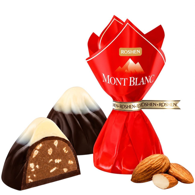 detail MONT-BLANC s karamelizovanými mandlemi Roshen