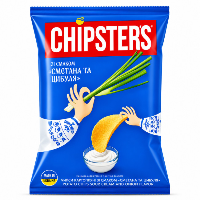 detail Chipsy se smetanovou a cibulovou příchutí 120g Chipsters