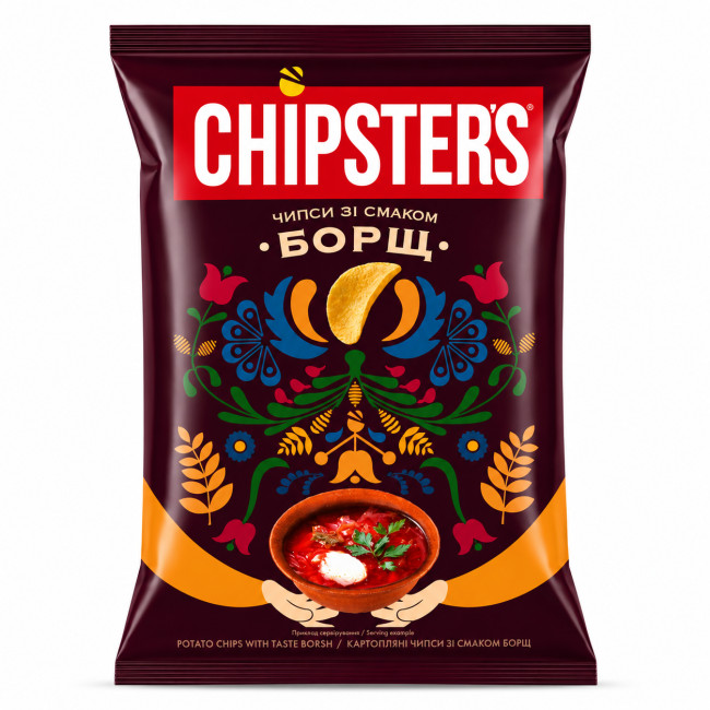 detail Bramborové chipsy s příchutí Boršč 100g Chipsters