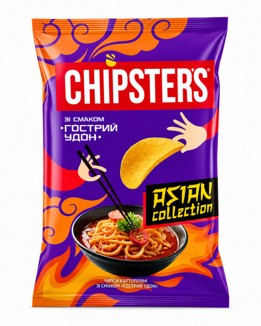 detail Bramborové chipsy s příchutí Pikantní udon 100g Chipsters