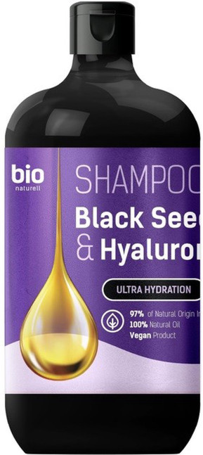 detail Šampon pro všechny typy vlasů Black Seed Oil + Hyaluronic 946ml Bio Naturell